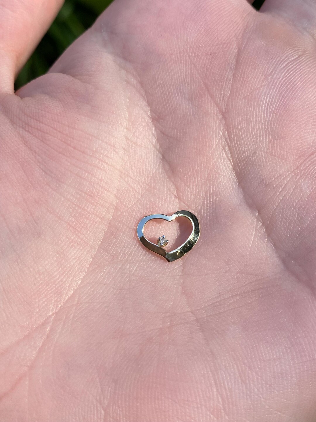 Solid 14k Yellow Gold Clear Spinel Open Heart Charm - Quality Fine ...