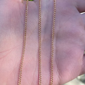 Vintage Solid 14k Gold Elongated Curb Chain Necklace - 16.5 inches - Fine Estate Jewelry - Real Genuine Gold