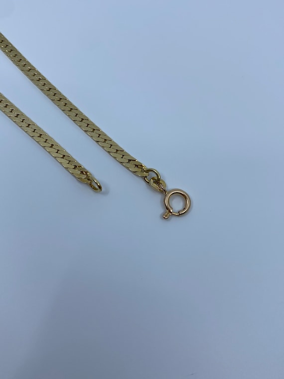 Vintage Solid 14k Yellow Gold Herringbone Chain N… - image 7