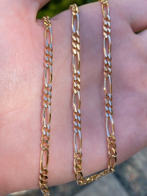ヴィンテージ ソリッド 14K イエロー ゴールド フィガロ チェーン 