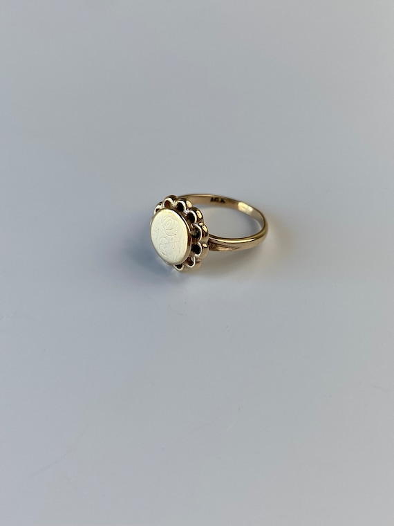 Vintage Solid 10k Yellow Gold Signet Initial "G" … - image 10