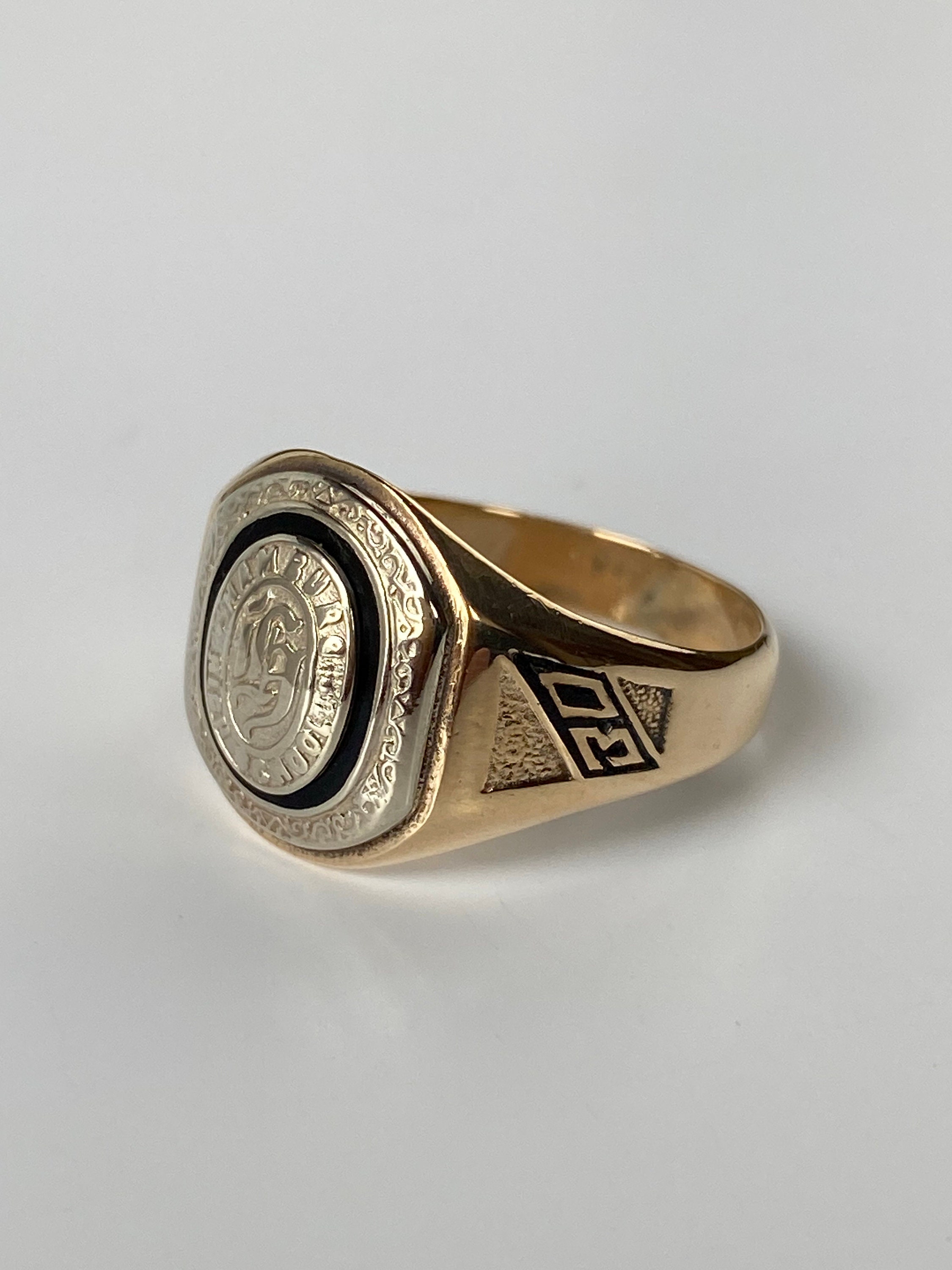 アクセサリー 30s vintage college ring 10k gold 14 Vintage Solid 10k White & Yellow Gold 1930 Class Ring - Size