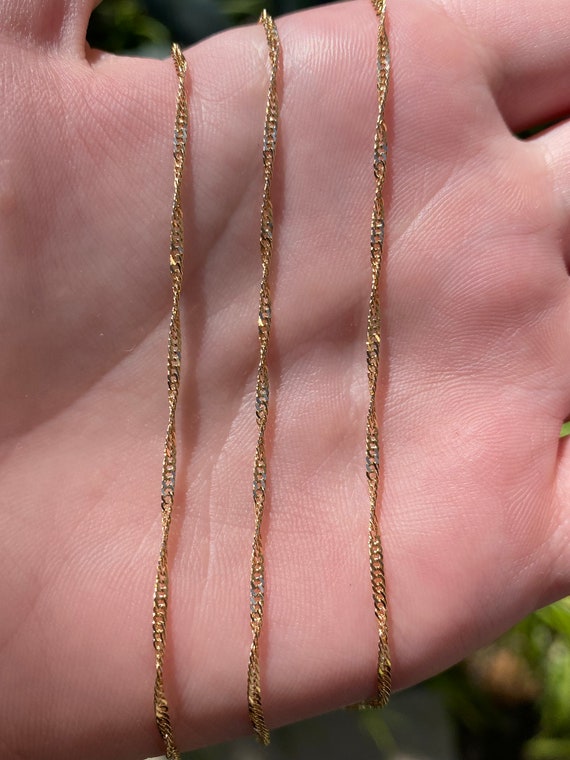 Vintage Solid 14k Yellow Gold Twist Chain Necklac… - image 1