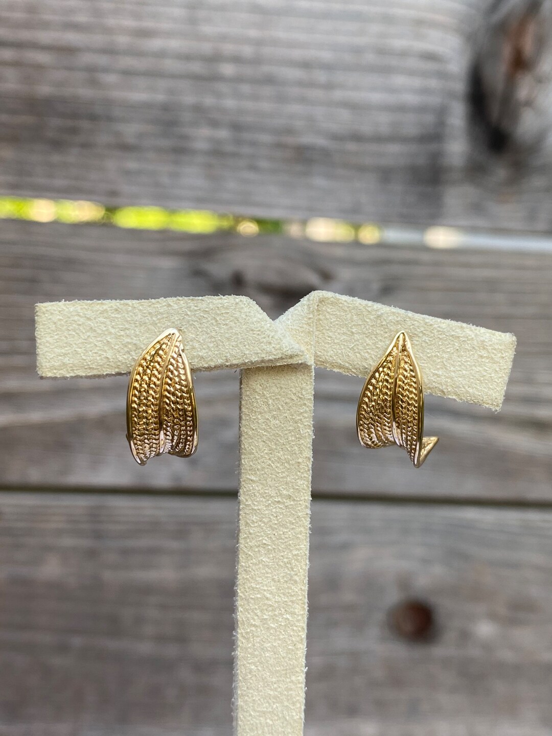 Vintage Solid 18k Yellow Gold Leaf Earrings Quality Fine Estate Jewelry ...