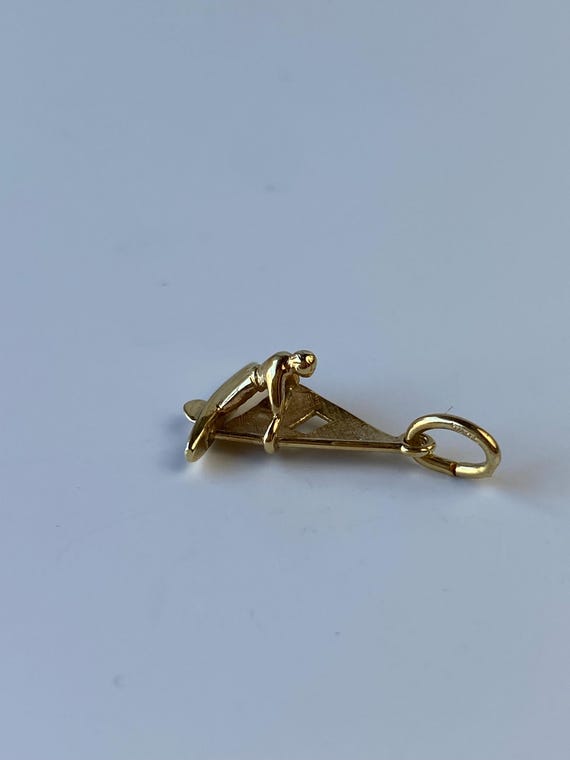 Solid 14k Yellow Gold Wind Sailing Guy Charm - image 5