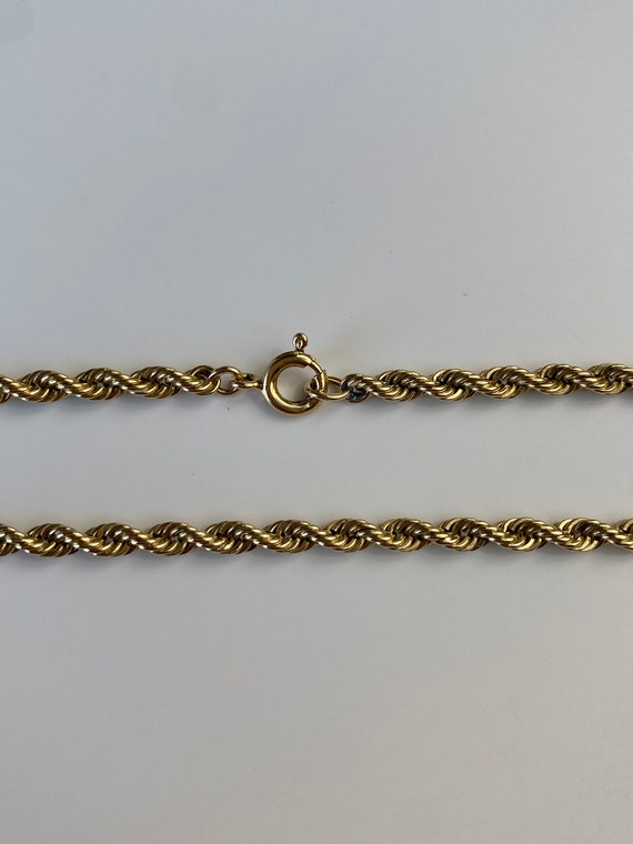 Vintage Solid 14k Yellow Gold Rope Chain Bracelet… - image 6