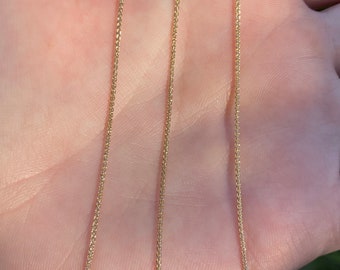 Vintage Solid 14k Yellow Gold Dainty Spiga Chain Necklace - 18 inches - Fine Estate Jewelry - Real Genuine Gold