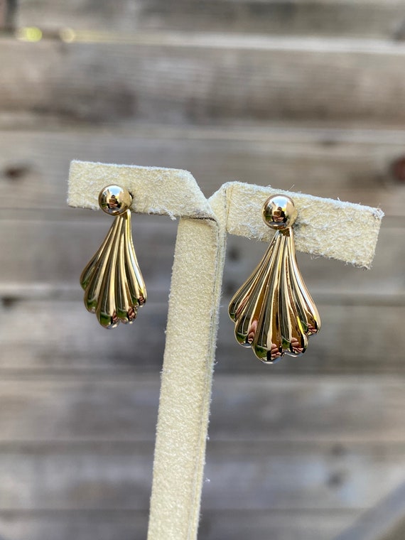 Vintage 14k Yellow Gold Earring Jackets - Fine Es… - image 2