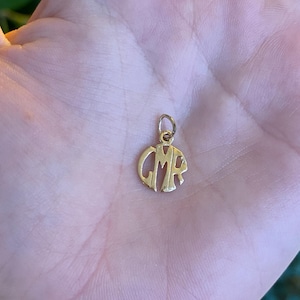 Vintage Solid 14k Yellow Gold Monogram Charm