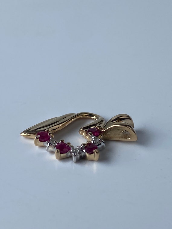Vintage Solid 14k Yellow Gold Ruby & Clear Sapphi… - image 5