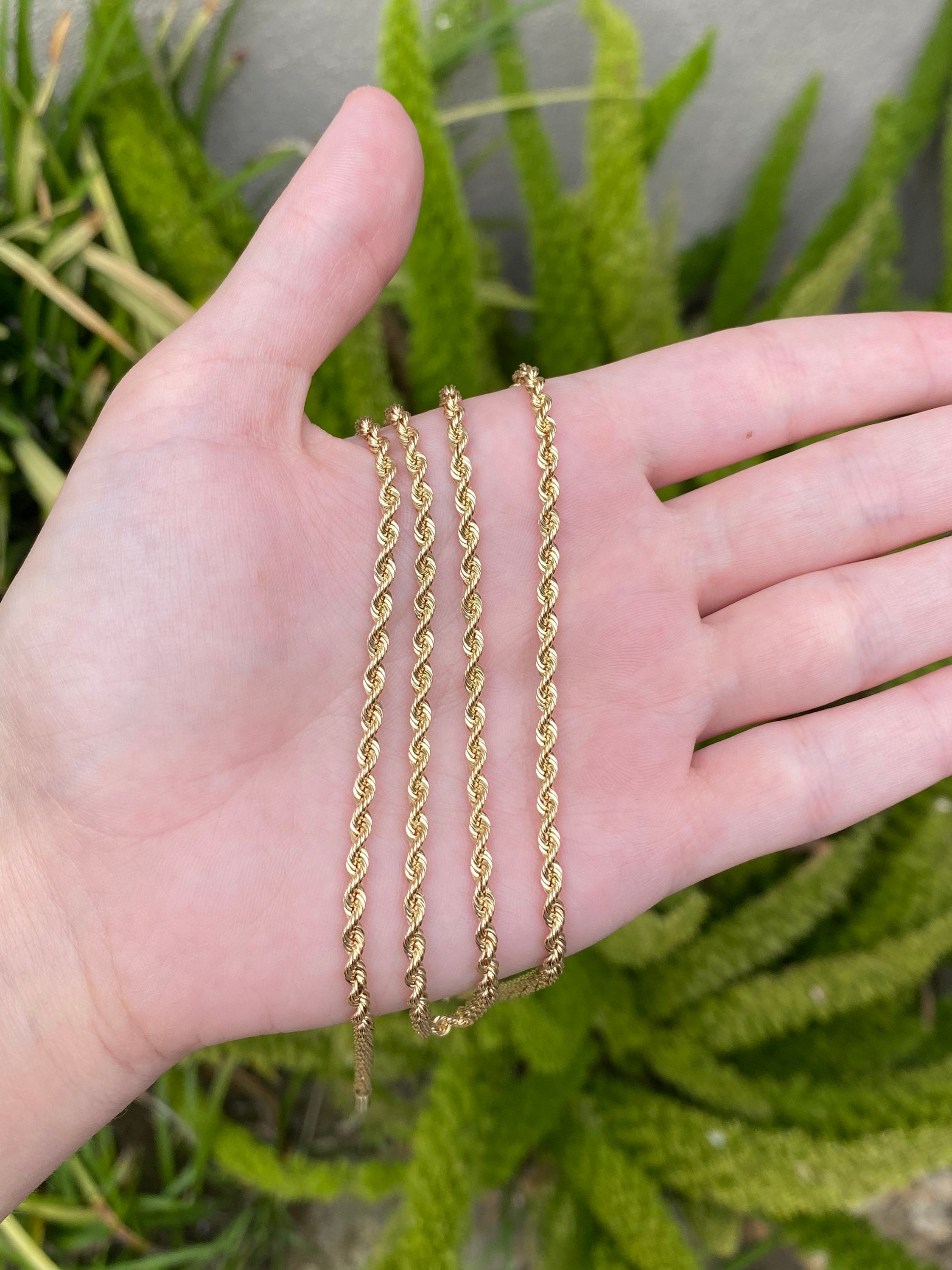 Vintage Solid 14k Yellow Gold Long Rope Chain Necklace 31.5 Inches