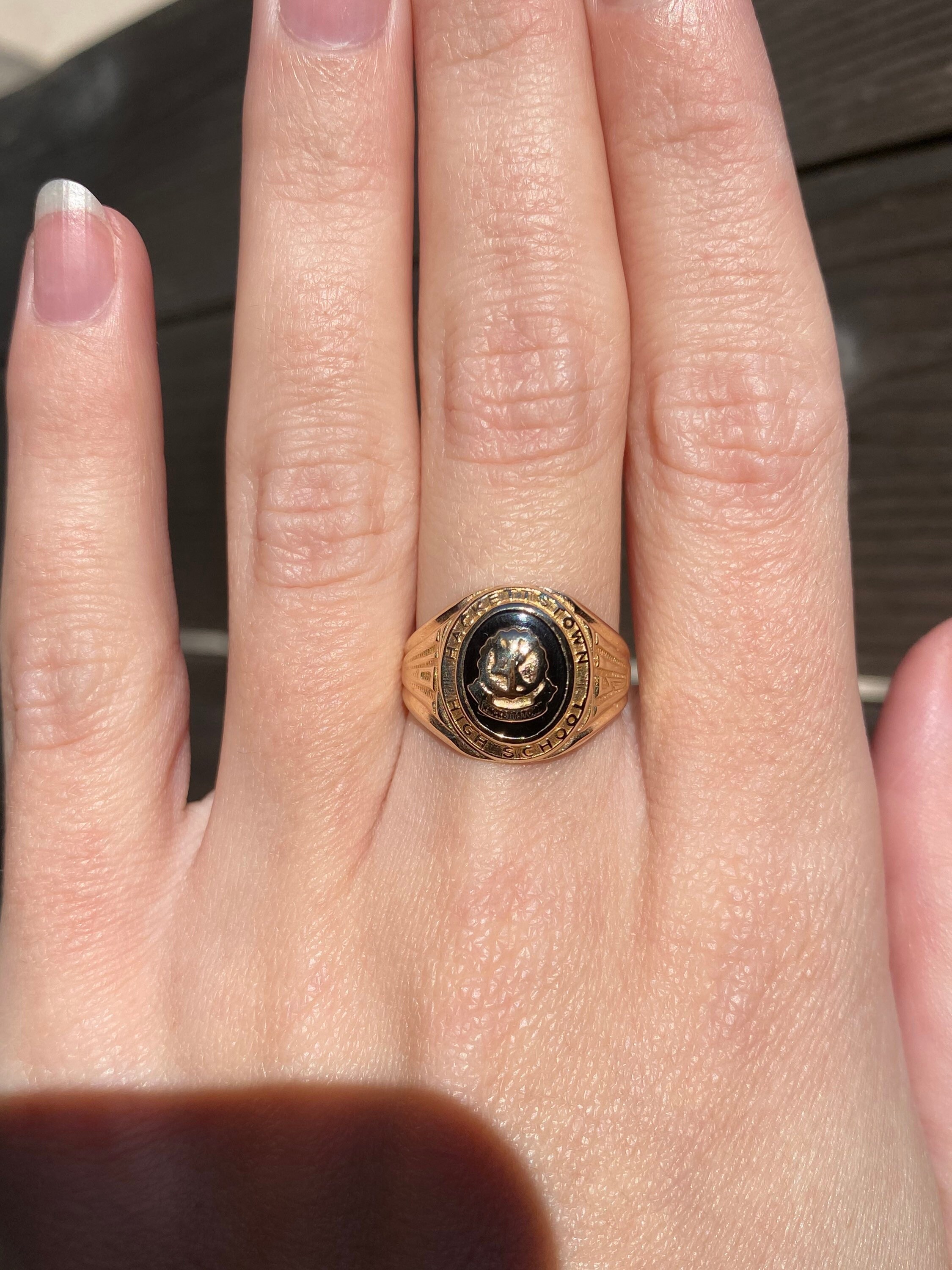 Vintage Solid 10k Yellow Gold 1951 Hacketts Town Highschool Class 