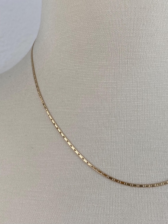 Vintage Solid 14k Yellow Gold Pattern Flat Chain … - image 5