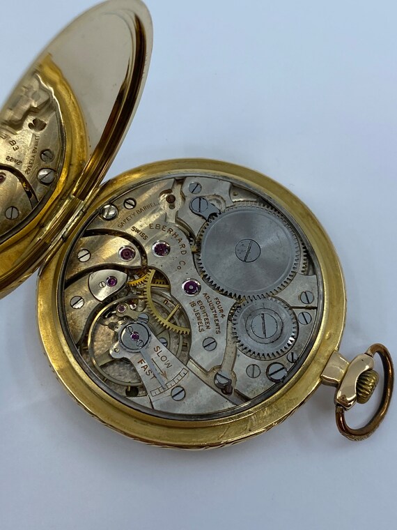 Vintage Swiss Eberhard & Co 18k Gold Open Face Pocket… Gem