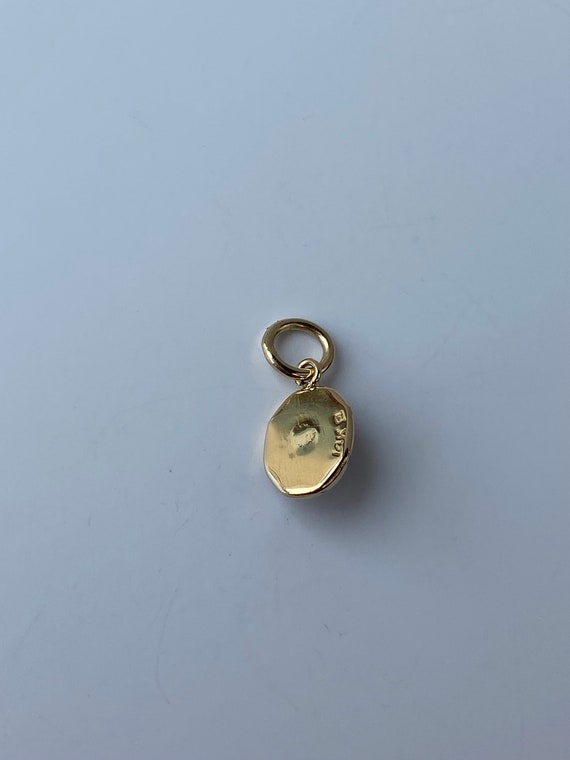 Vintage Solid 14k Yellow Gold Little Blue Cabocho… - image 4