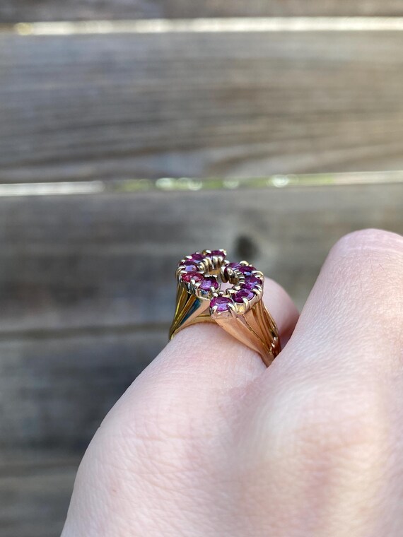 Vintage Solid 14k Yellow Gold Ruby Ring - Size 4 … - image 4