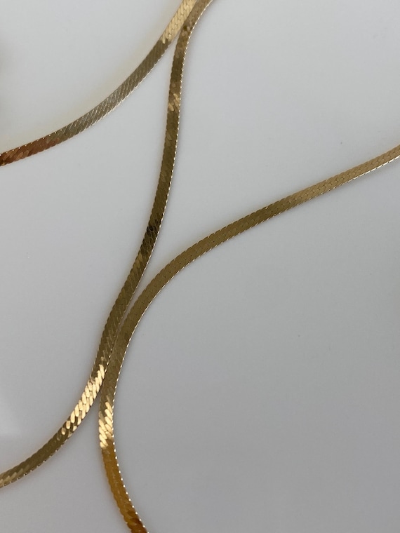 Vintage Solid 14k Yellow Gold Pattern Flat Chain … - image 8