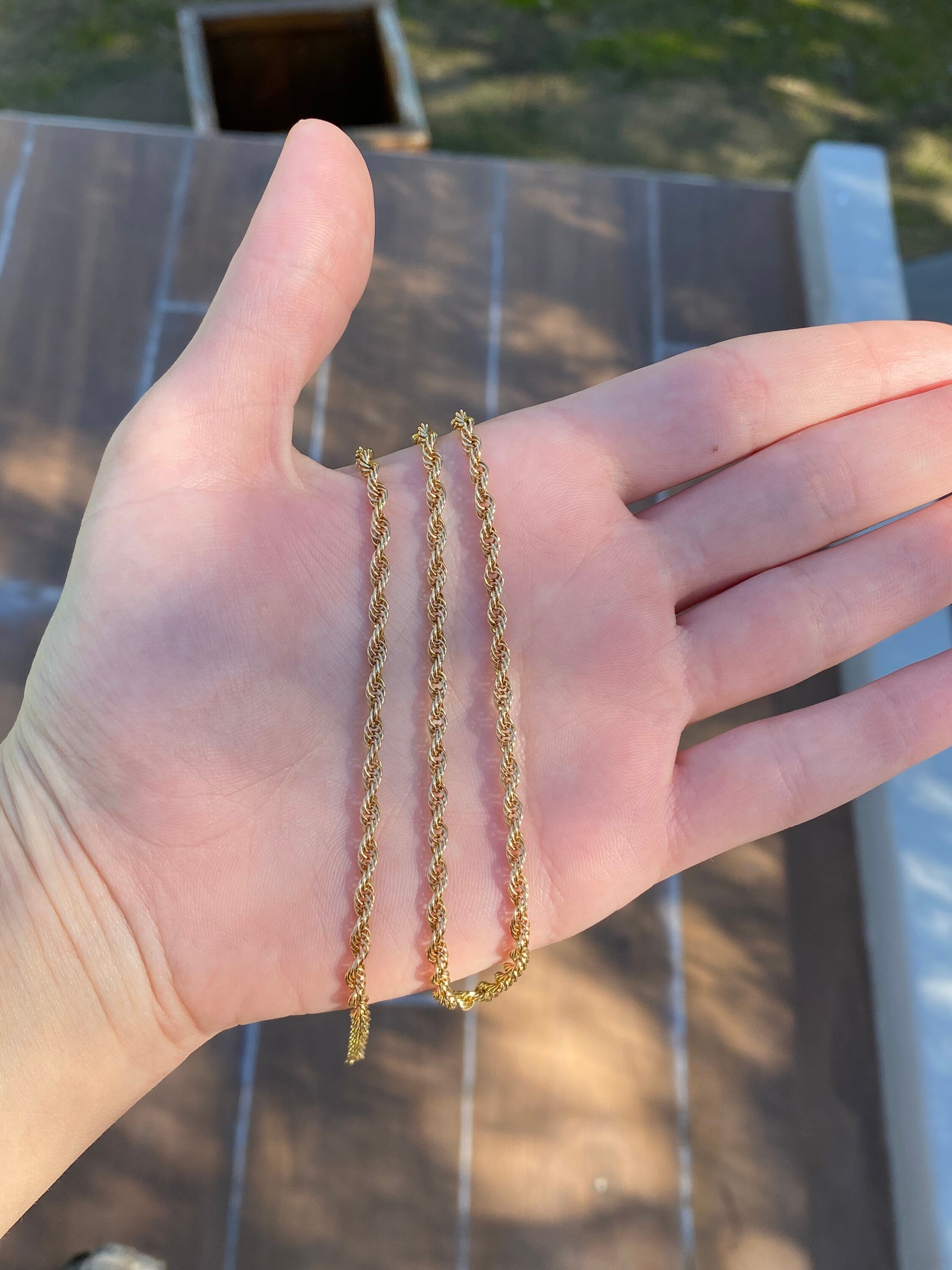 Solid 14k Yellow Gold Open Link Chain Necklace 18.5 Inches Real