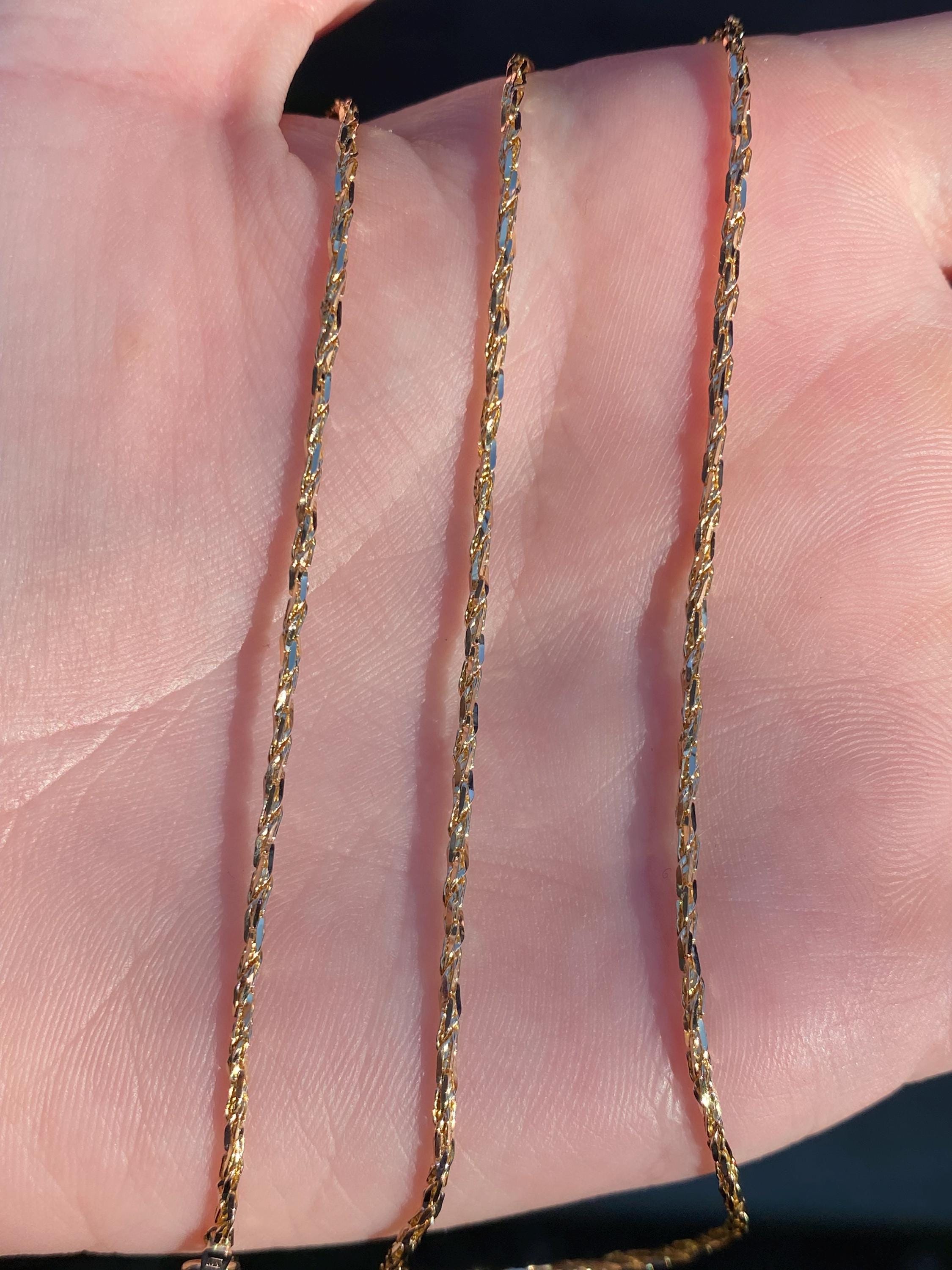 Vintage Solid 14k Yellow Gold Twist Chain Necklace - 16.25