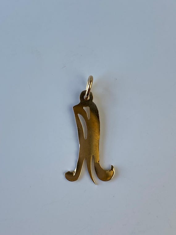 Solid 14k Yellow Gold Initial "M" Charm - image 4