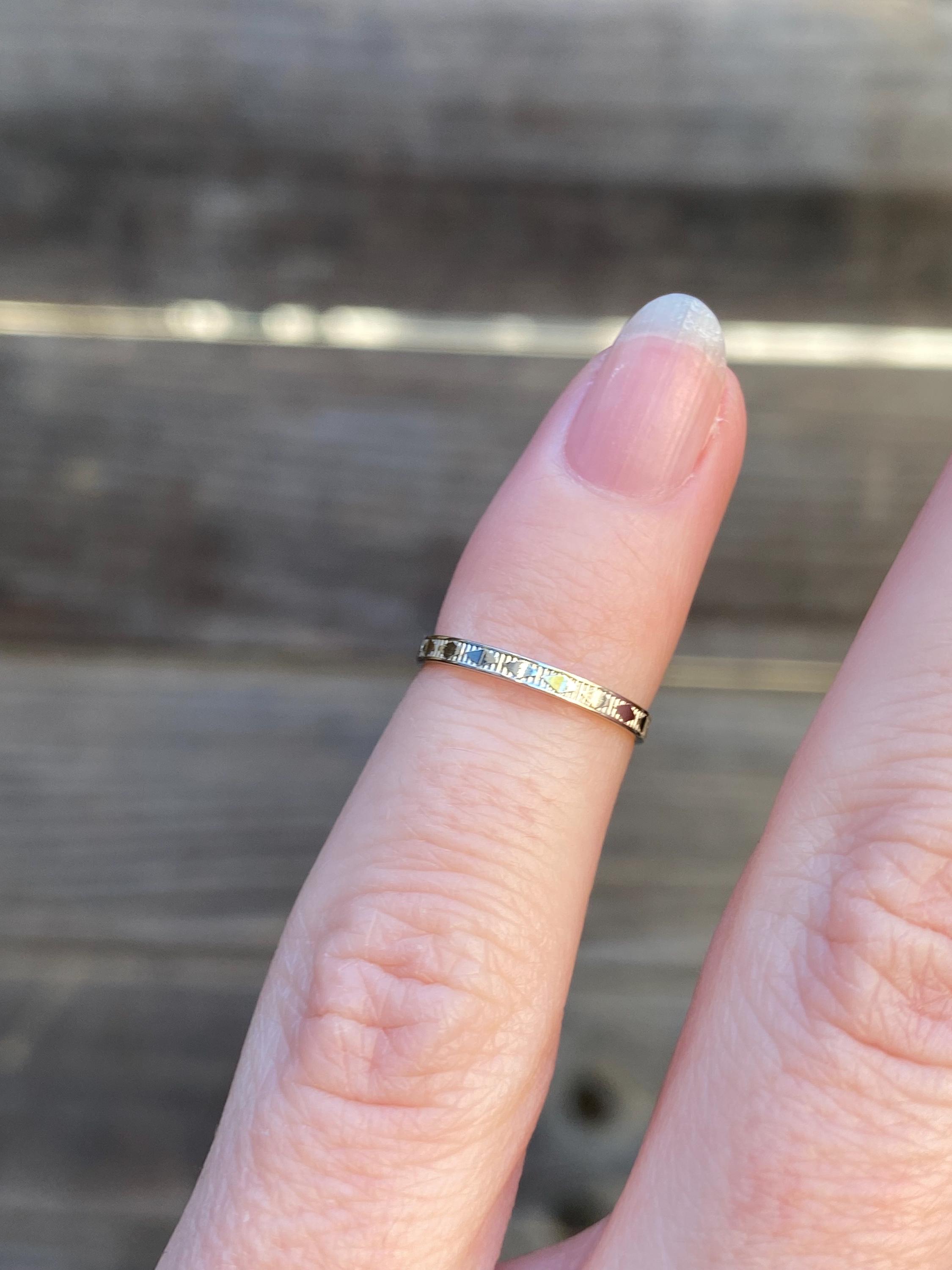 Vintage massief 14k witgouden babyring met patroon - fijne landgoedsieraden - echt echt goud