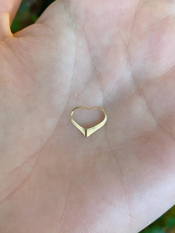 Solid 14k Yellow Gold Thin Open Heart Charm