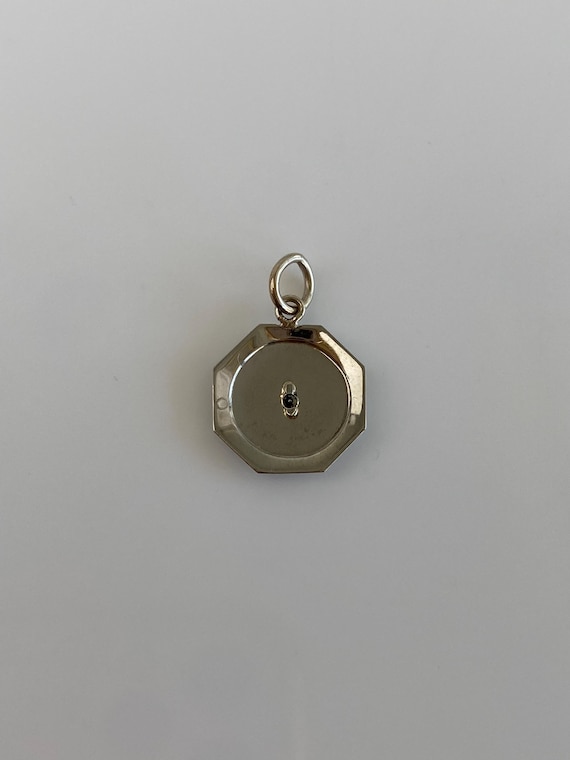 Solid 10k White Gold Diamond Lined Cufflink Conve… - image 4