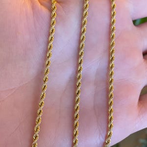 Vintage Solid 10k Yellow Gold Rope Chain Necklace - 16 inches - Fine Estate Jewelry - Real Genuine Gold