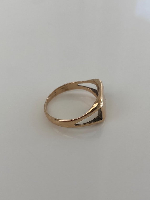 Vintage Solid 9k Yellow Gold Rectangle Signet Rin… - image 8