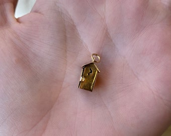 Vintage Solid 14k Yellow Gold Outhouse Charm - Pendant for Necklace - Real Genuine Gold - Quality Fine Jewelry