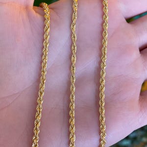 Vintage Solid 14k Yellow Gold Rope Chain Necklace - 18.5 inches - Fine Estate Jewelry - Real Genuine Gold