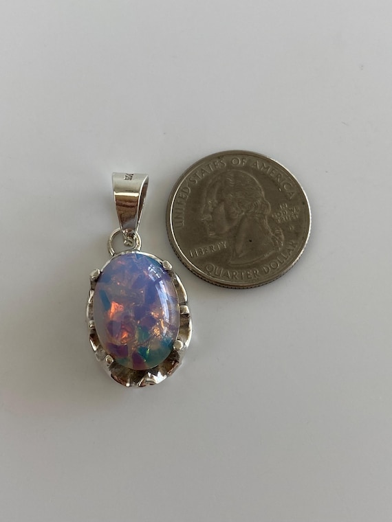 Vintage Solid Sterling Silver Foiled Cabochon Cha… - image 6