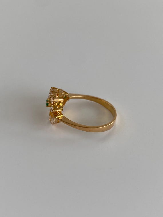 Vintage Solid 20k Yellow Gold Ruby Emerald Cubic … - image 7