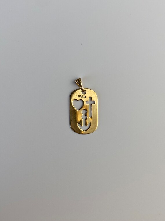 Vintage Solid 10k Yellow Gold Heart Anchor Cross … - image 5