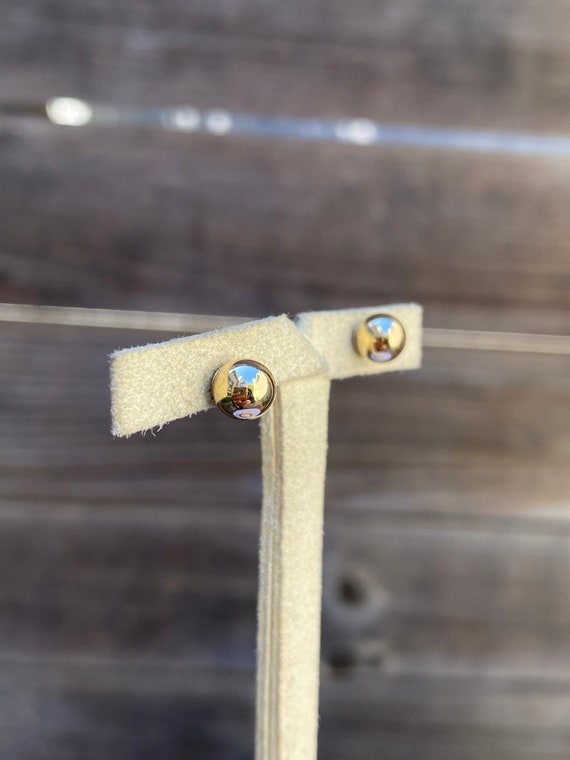 Vintage 14k Yellow Gold Ball Stud Earrings - Qual… - image 2