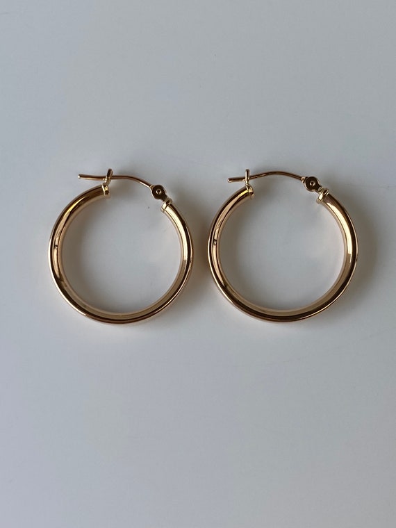 Vintage 14k Rose Gold Hoop Earrings - Fine Estate… - image 5