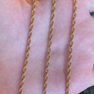 Vintage Solid 14k Yellow Gold Rope Chain Necklace - 18.5 inches - Fine Estate Jewelry - Real Genuine Gold