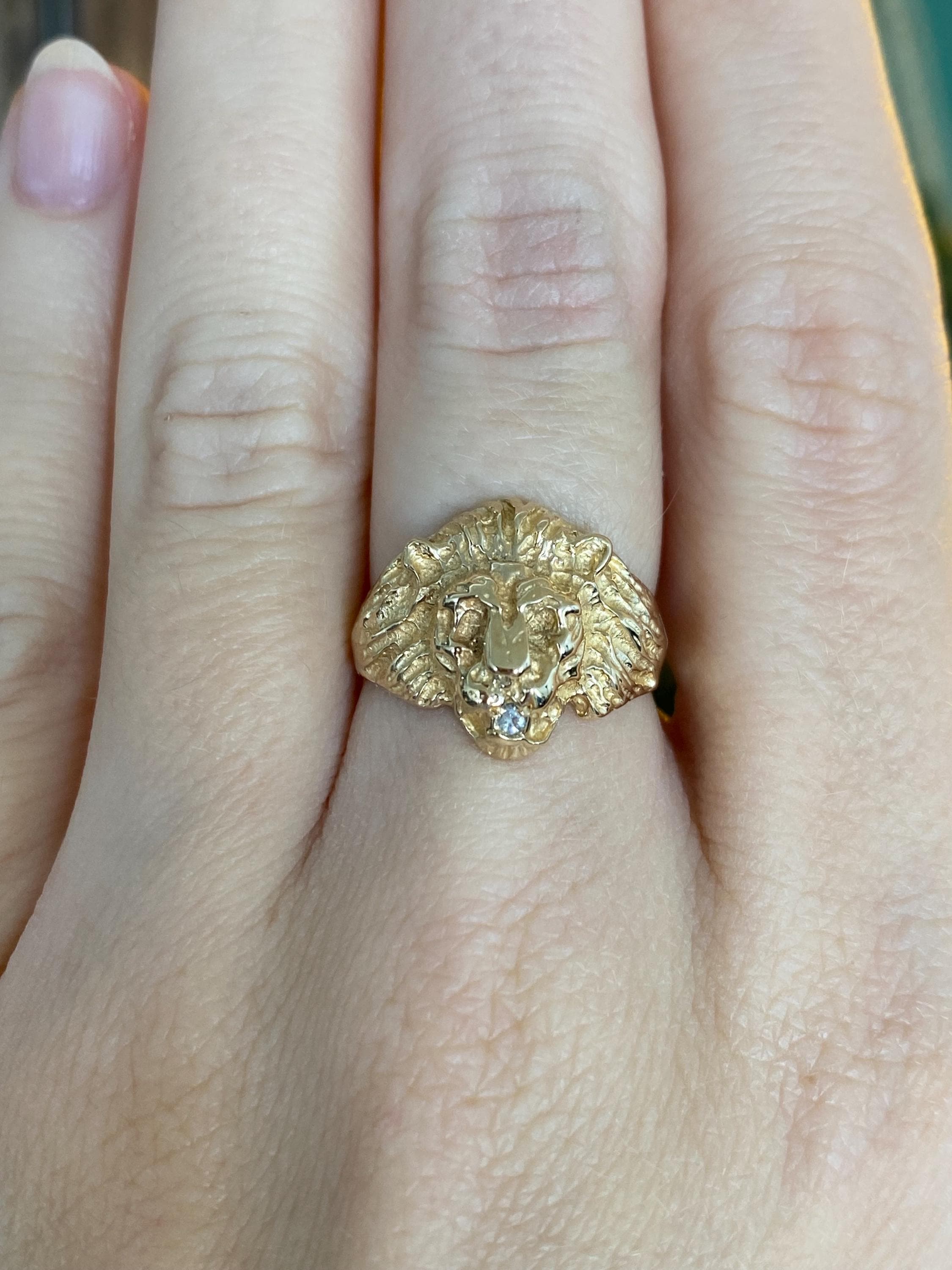 Solid Gold Lion Ring Vintage - Etsy