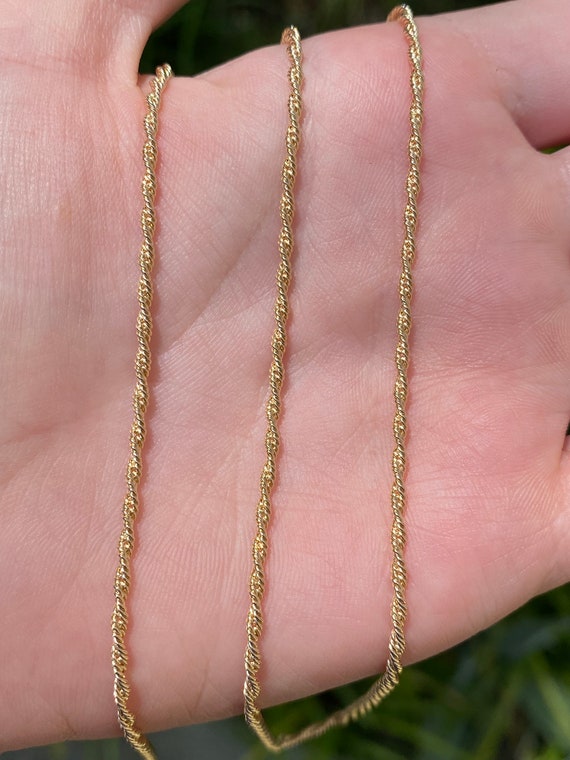 Vintage Solid 14k Yellow Gold Twist Chain - 27 in… - image 1