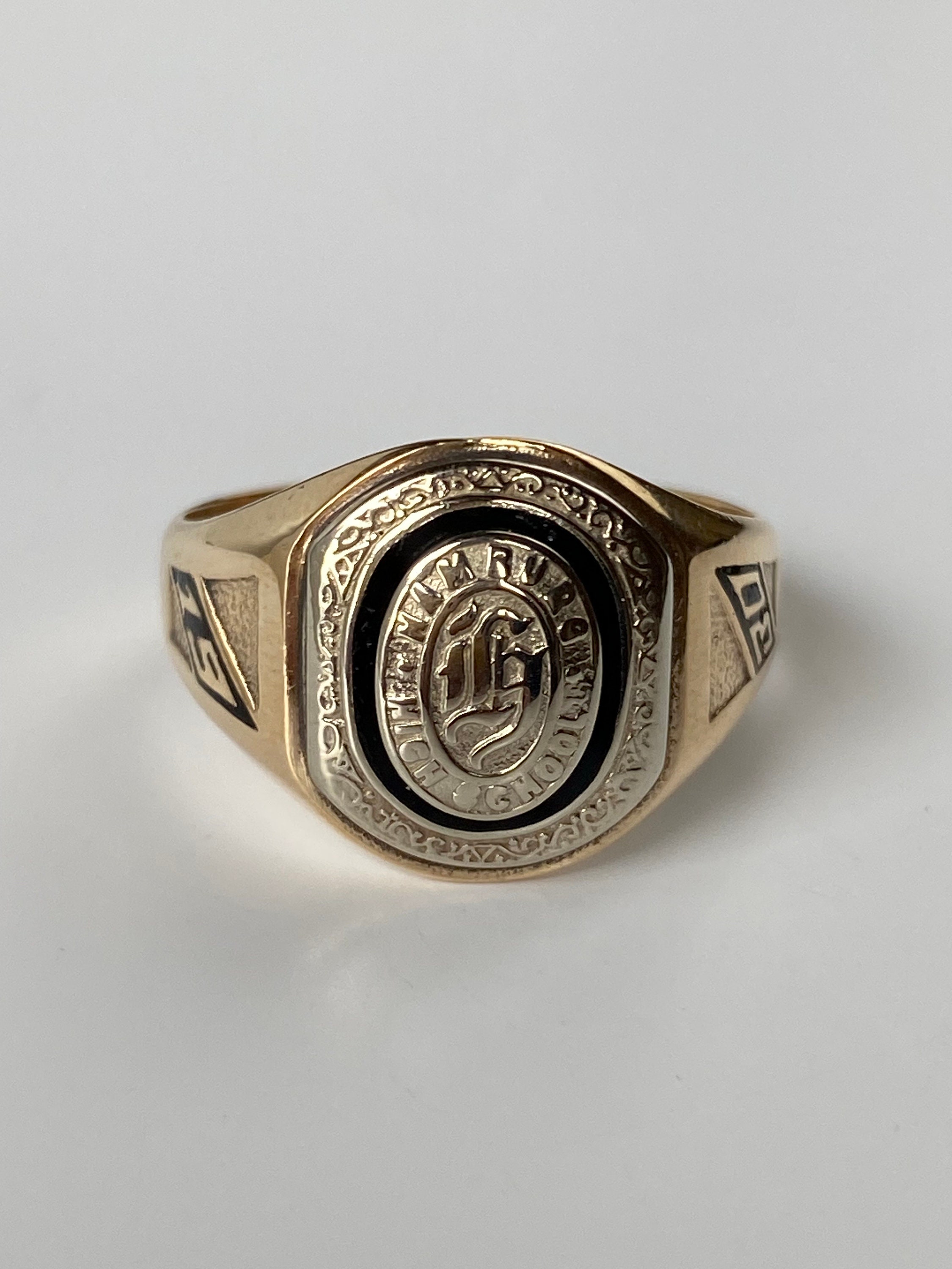 Vintage Solid 10k White & Yellow Gold 1930 Class Ring - Size