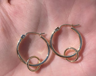 Vintage 10k Yellow Gold Circle Hoop Earrings - Fine Estate Jewelry - Real Genuine Gold