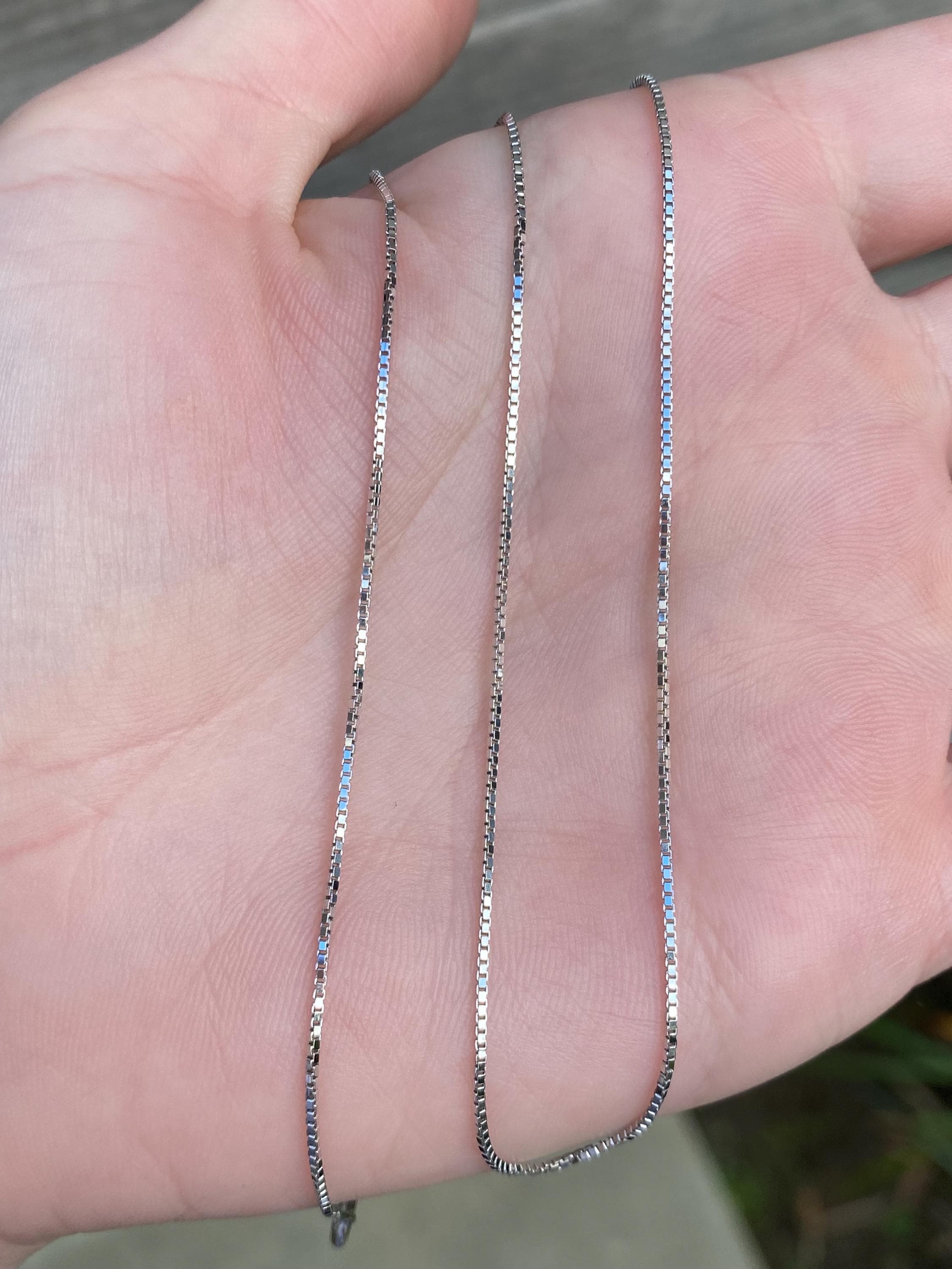 Vintage Solid 18k White Gold Box Chain Necklace - 19.5 inches - Quality Fine Estate Jewelry - Real Genuine Gold
