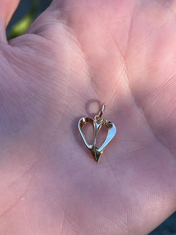 Vintage Solid 14k Yellow Gold Open Heart Charm