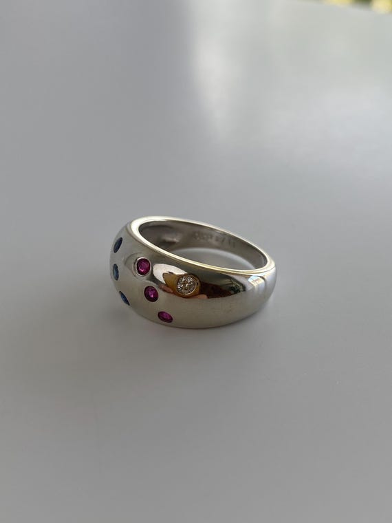 Vintage Solid 10k White Gold Diamond Ruby Sapphir… - image 6