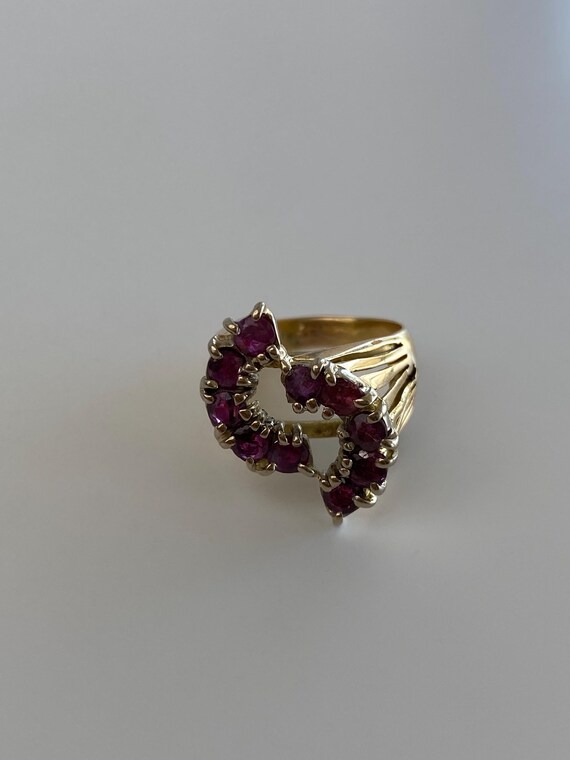 Vintage Solid 14k Yellow Gold Ruby Ring - Size 4 … - image 5