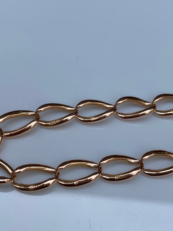 Vintage Solid 14k Rose Gold Elongated Link Chain … - image 6