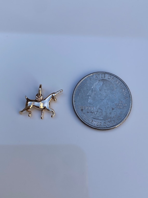 Solid 14k Yellow Gold Unicorn Charm - Quality Fin… - image 6