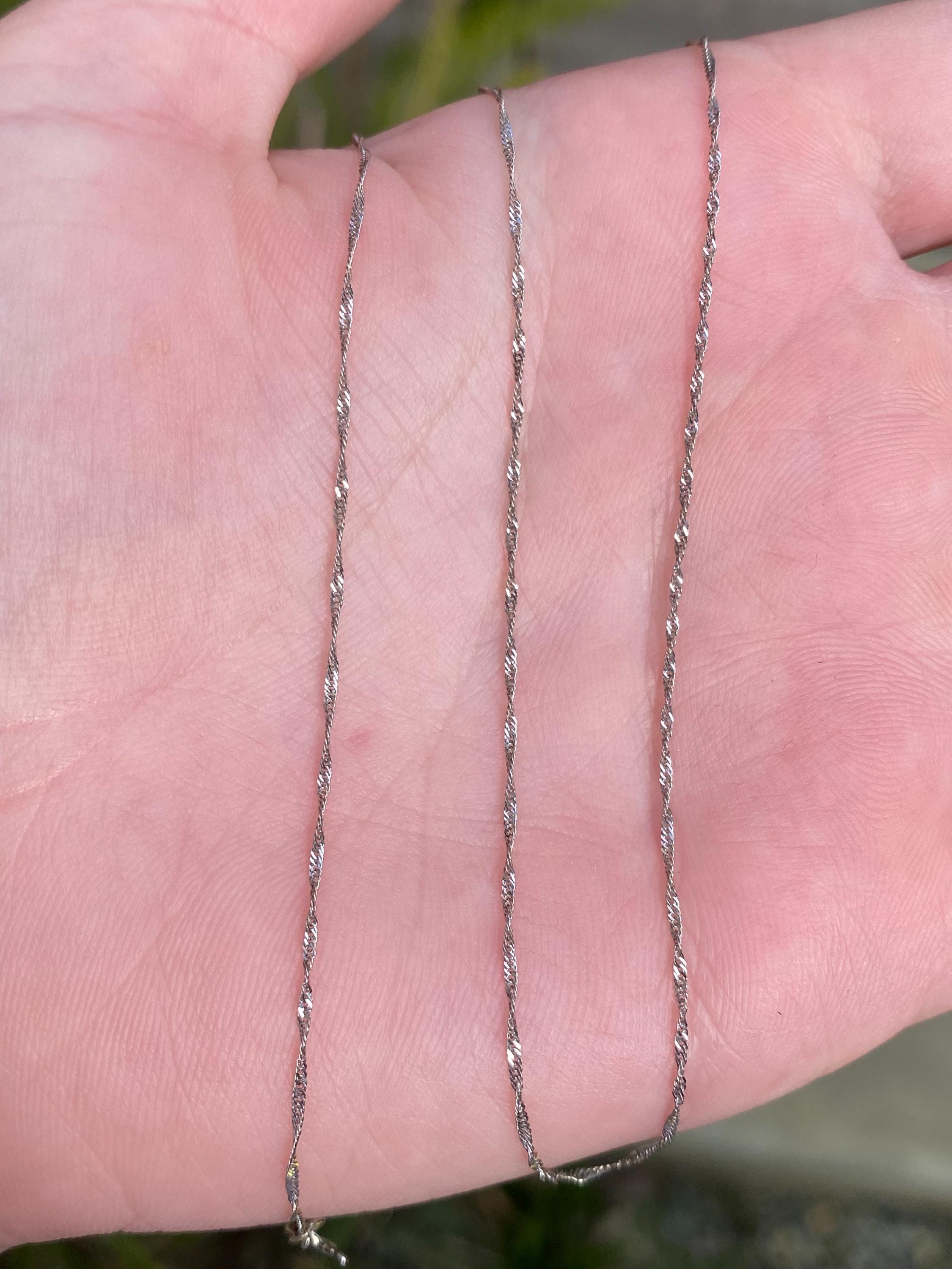 Vintage Solid 14k White Gold Twist Chain Necklace - 16