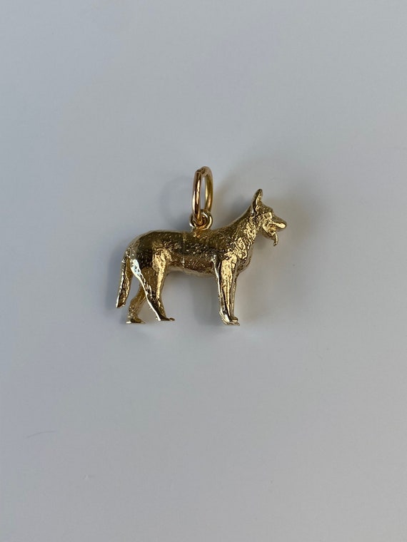 Vintage Solid 14k Yellow Gold German Shepard Dog … - image 5