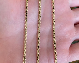 Vintage Solid 14k Yellow Gold Long Rope Chain Necklace - 28 inches